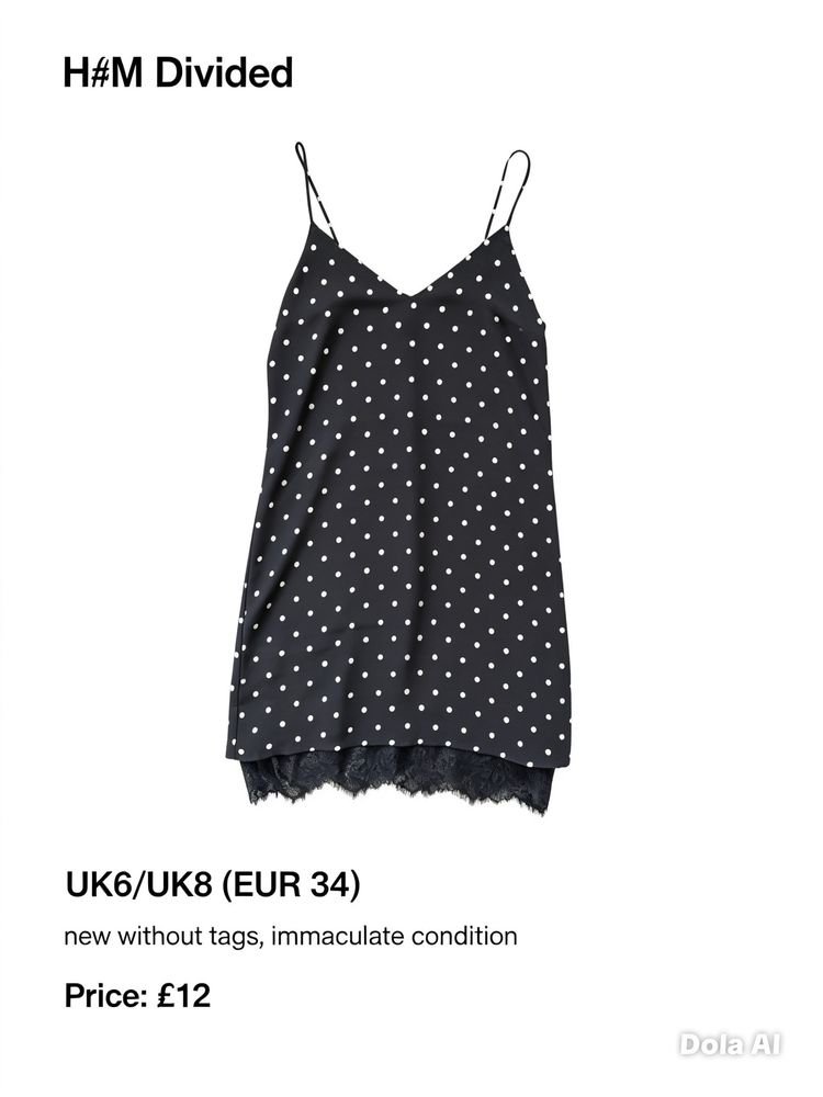 H&M Divided Black Polka Dot Slip Dress