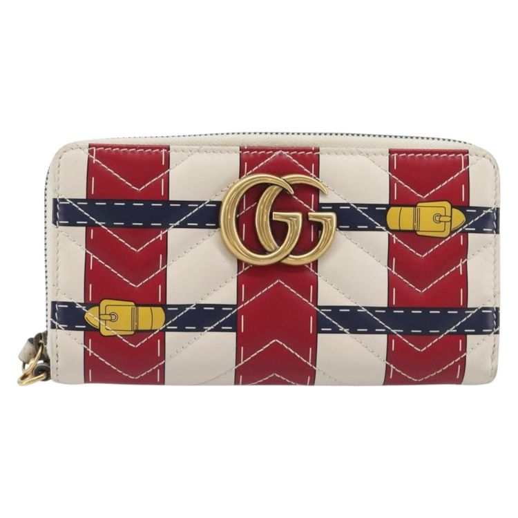 GUCCI GG Marmont Long Wallet Leather Red Gold Tone 466490 Auth 209778 - Jerrillo image 2