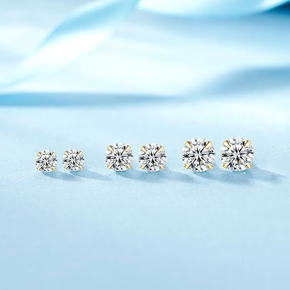 Gold Cubic Zirconia Stud Earrings image 2