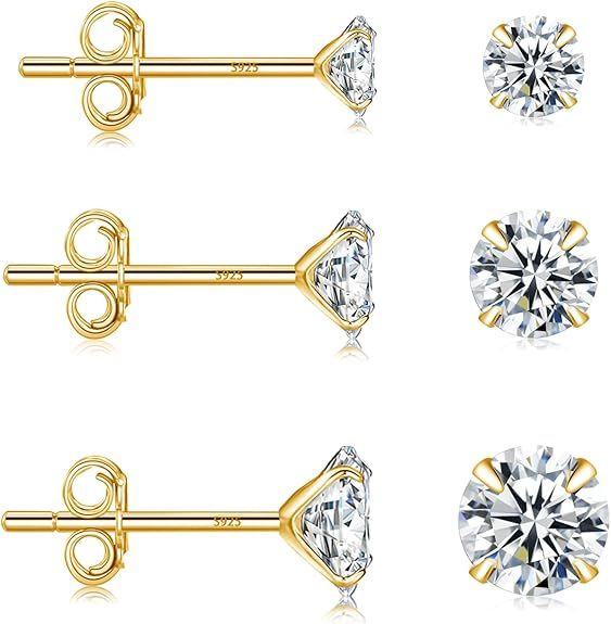 Gold Cubic Zirconia Stud Earrings image 1