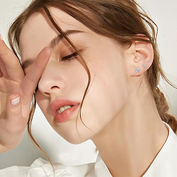 Gold Cubic Zirconia Stud Earrings image 4