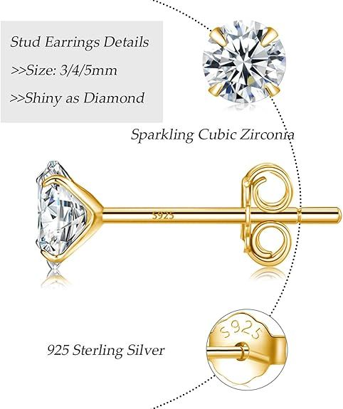 Gold Cubic Zirconia Stud Earrings image 3