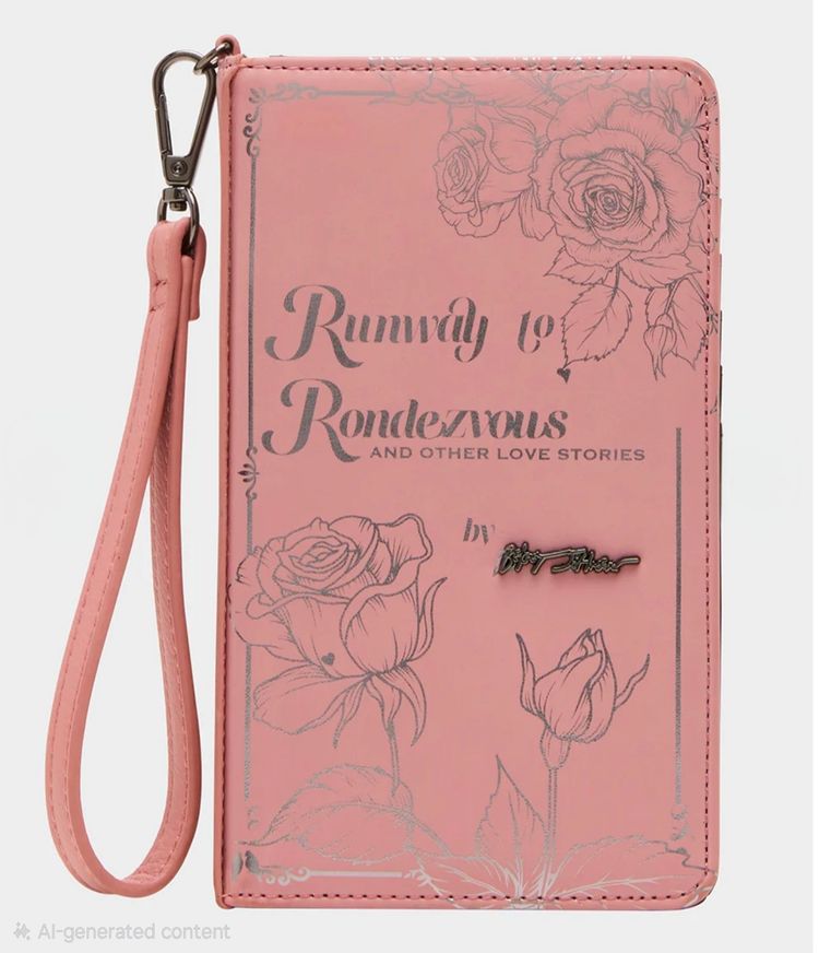 Other Pink Wristlet Bag With Floral And Text Design product image