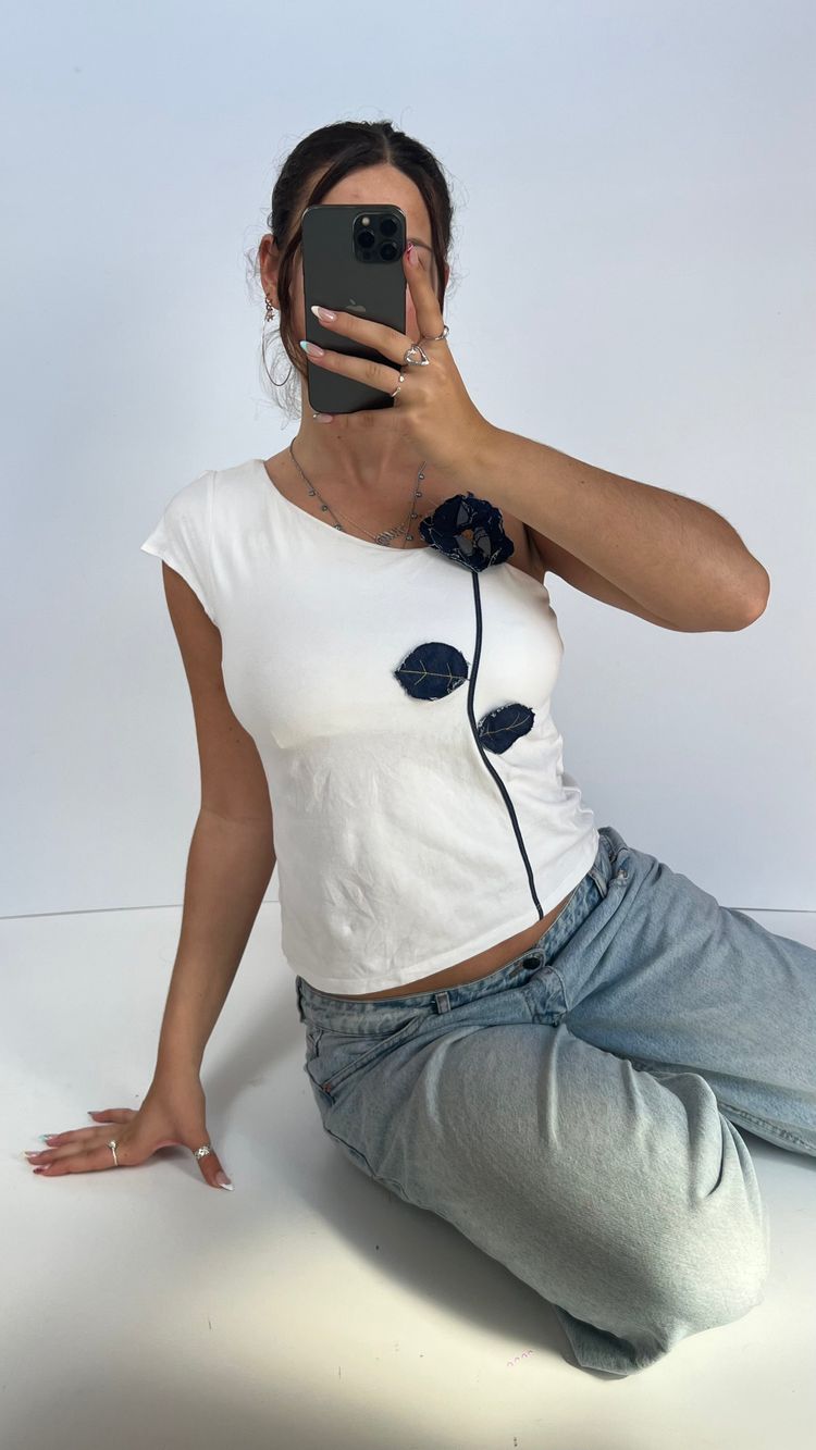 00s white one shoulder top- size L