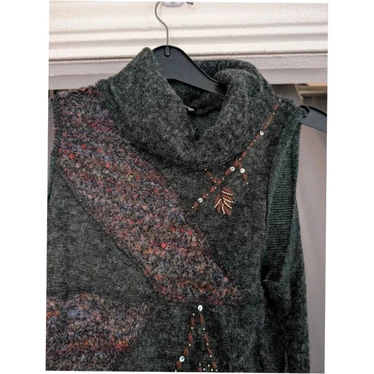 Apricot Charcoal Grey Mixed Knit Cowl Neck Tunic Dress UK 8 Whimsigoth Boho imagen 7