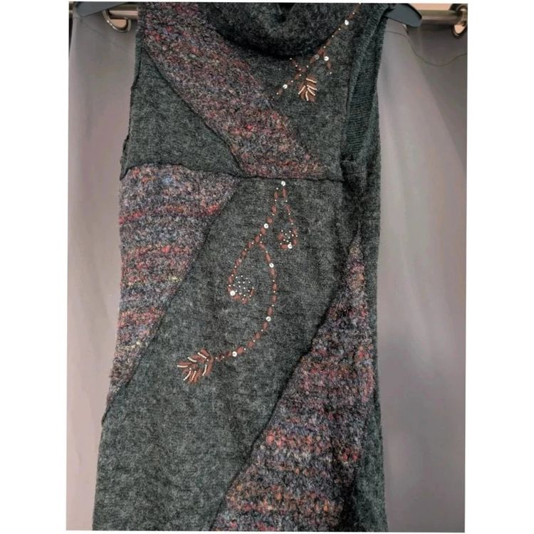 Apricot Charcoal Grey Mixed Knit Cowl Neck Tunic Dress UK 8 Whimsigoth Boho imagen 4
