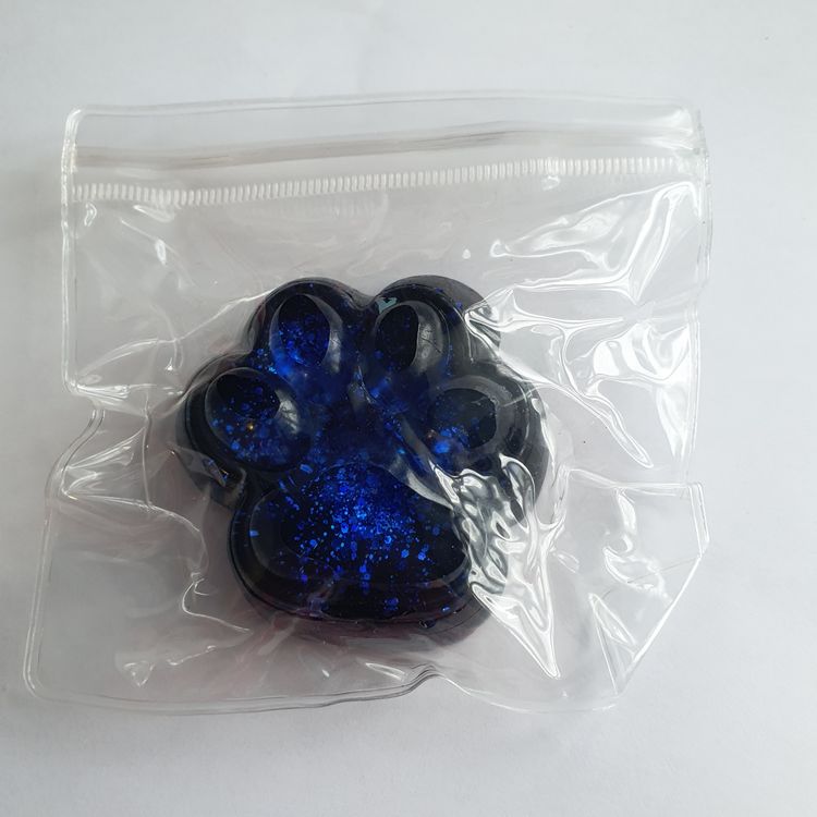 Big blue/black taba squishy cat paw with glitter inside