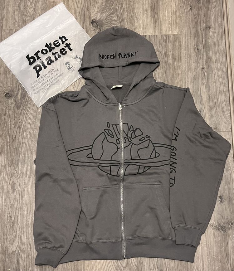Broken Planet Grey I’m Going To Outer Space Zip-Up image 2