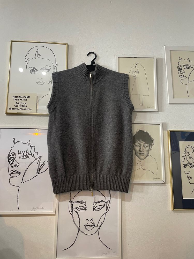 Other Cashmere grey sleeveless knit vest with zipper product image