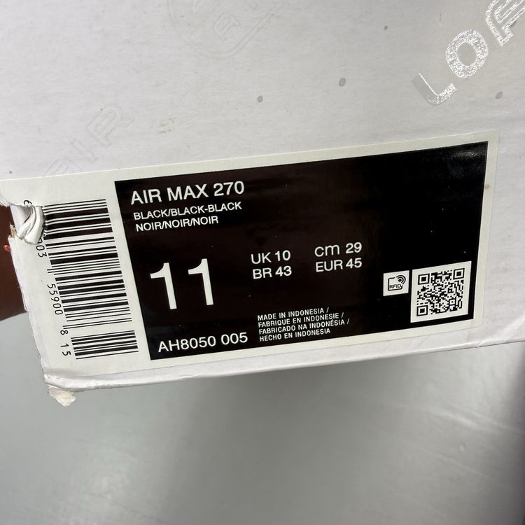 Size 10 - Nike Air Max 270 Triple Black Trainers AH8050-005 image 5