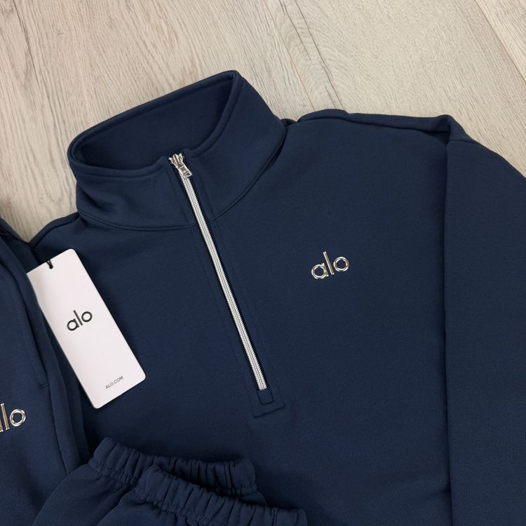 Alo Men’s Navy Full 1/4 Zip & Cuffed Bottoms Tracksuit imagen 4