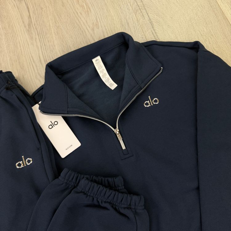 Alo Men’s Navy Full 1/4 Zip & Cuffed Bottoms Tracksuit imagen 6