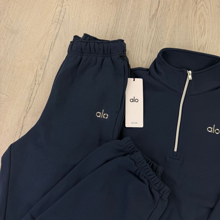 Alo Men’s Navy Full 1/4 Zip & Cuffed Bottoms Tracksuit imagen 5