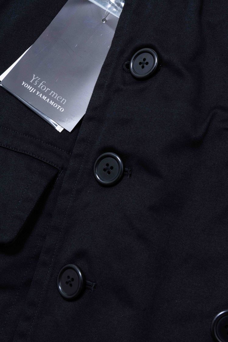 Y's for men Yohji Yamamoto Black Cotton & Inner Leather Pea Coat Jacket image 16