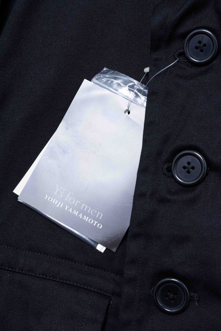Y's for men Yohji Yamamoto Black Cotton & Inner Leather Pea Coat Jacket image 9