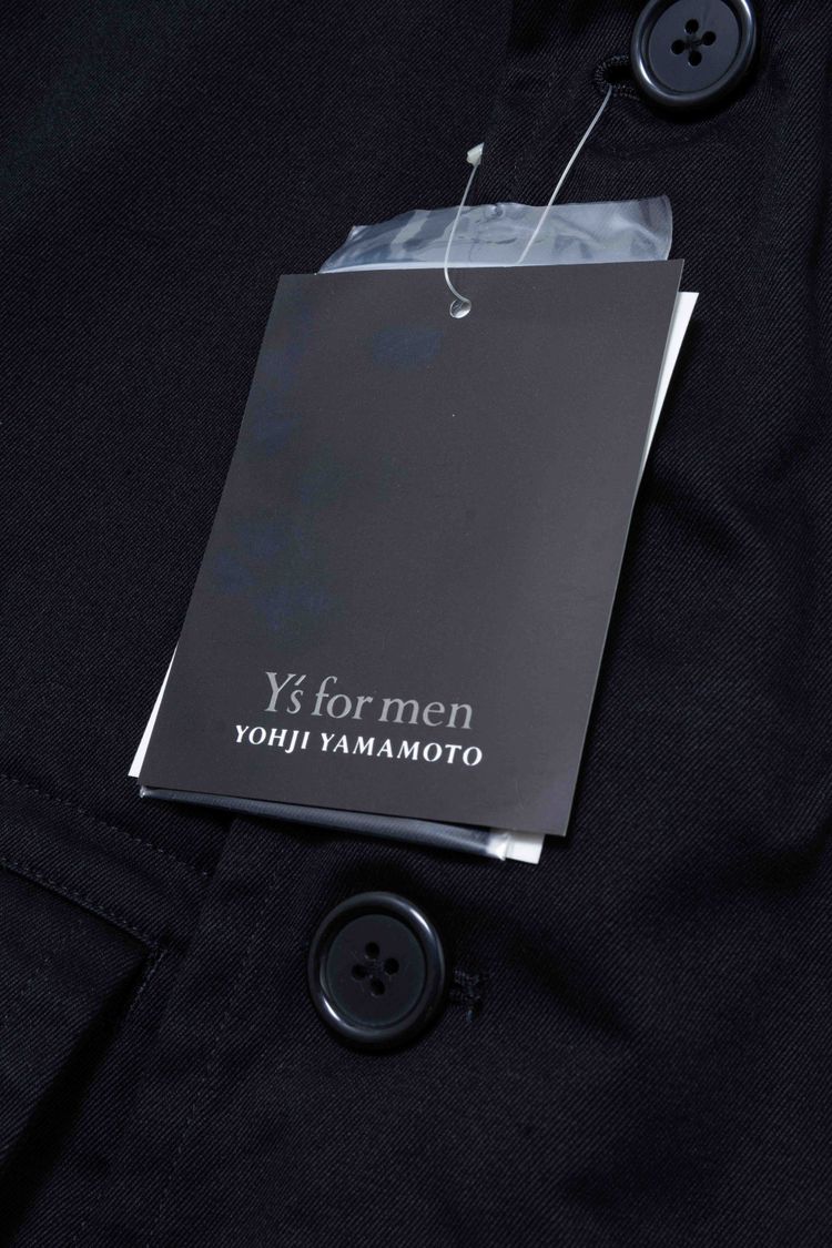Y's for men Yohji Yamamoto Black Cotton & Inner Leather Pea Coat Jacket image 18