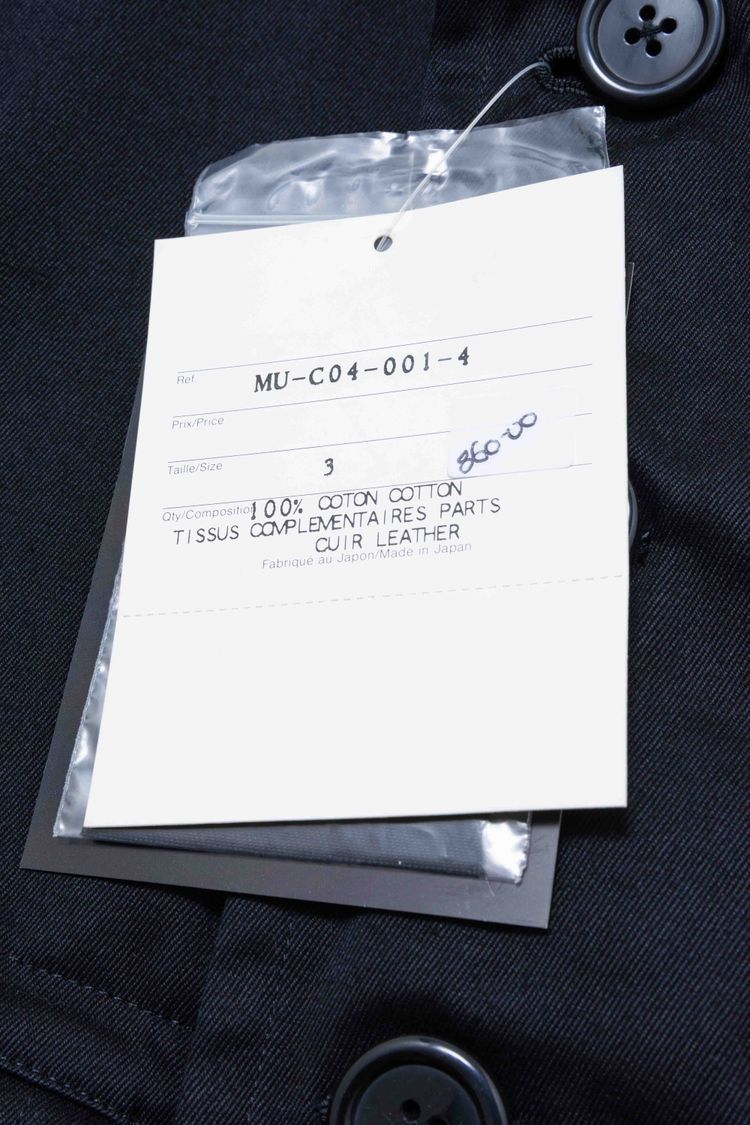 Y's for men Yohji Yamamoto Black Cotton & Inner Leather Pea Coat Jacket image 3