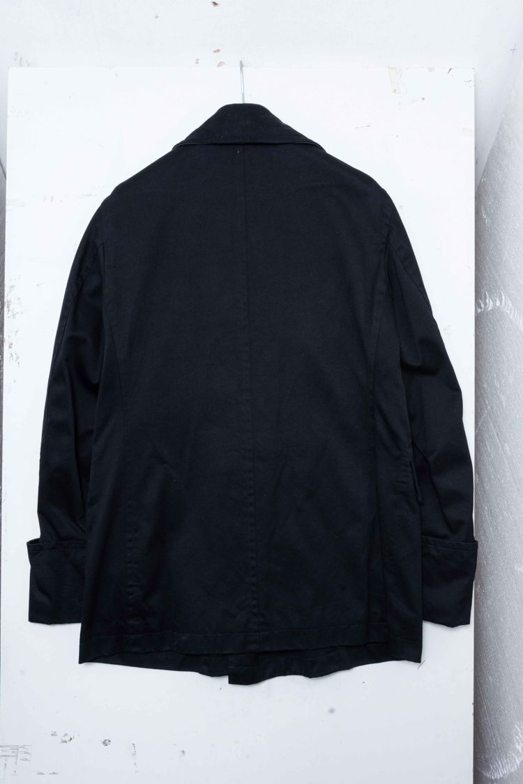 Y's for men Yohji Yamamoto Black Cotton & Inner Leather Pea Coat Jacket image 17