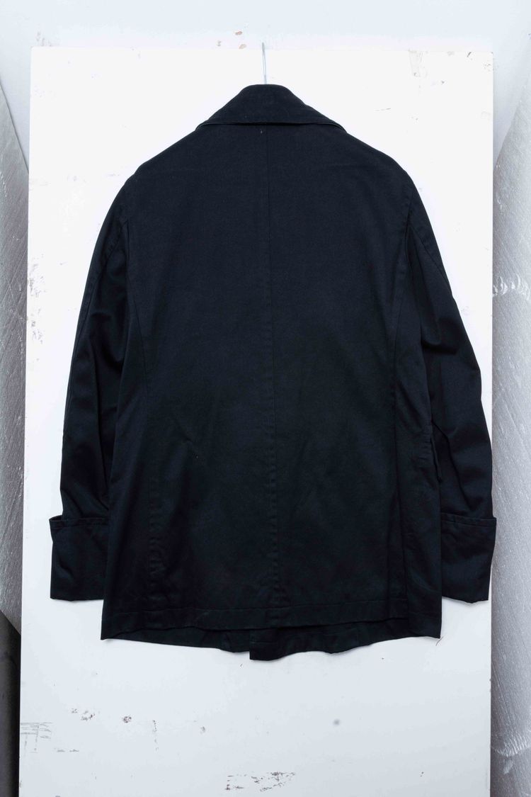 Y's for men Yohji Yamamoto Black Cotton & Inner Leather Pea Coat Jacket image 10