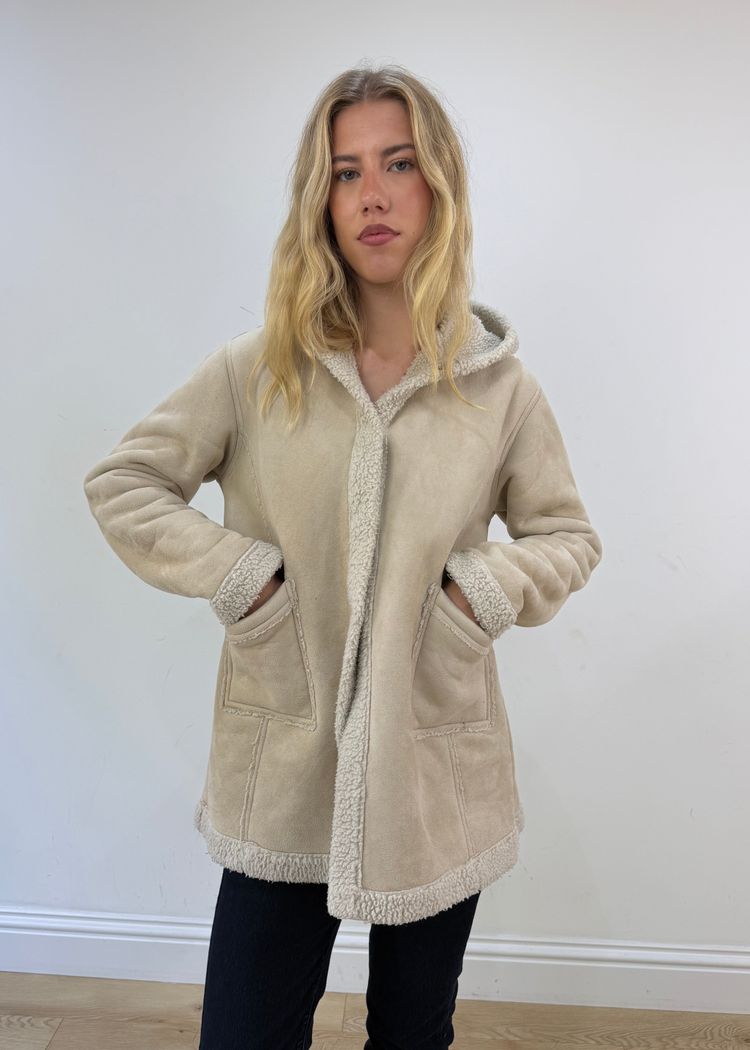 medium cream shearling coat image 2
