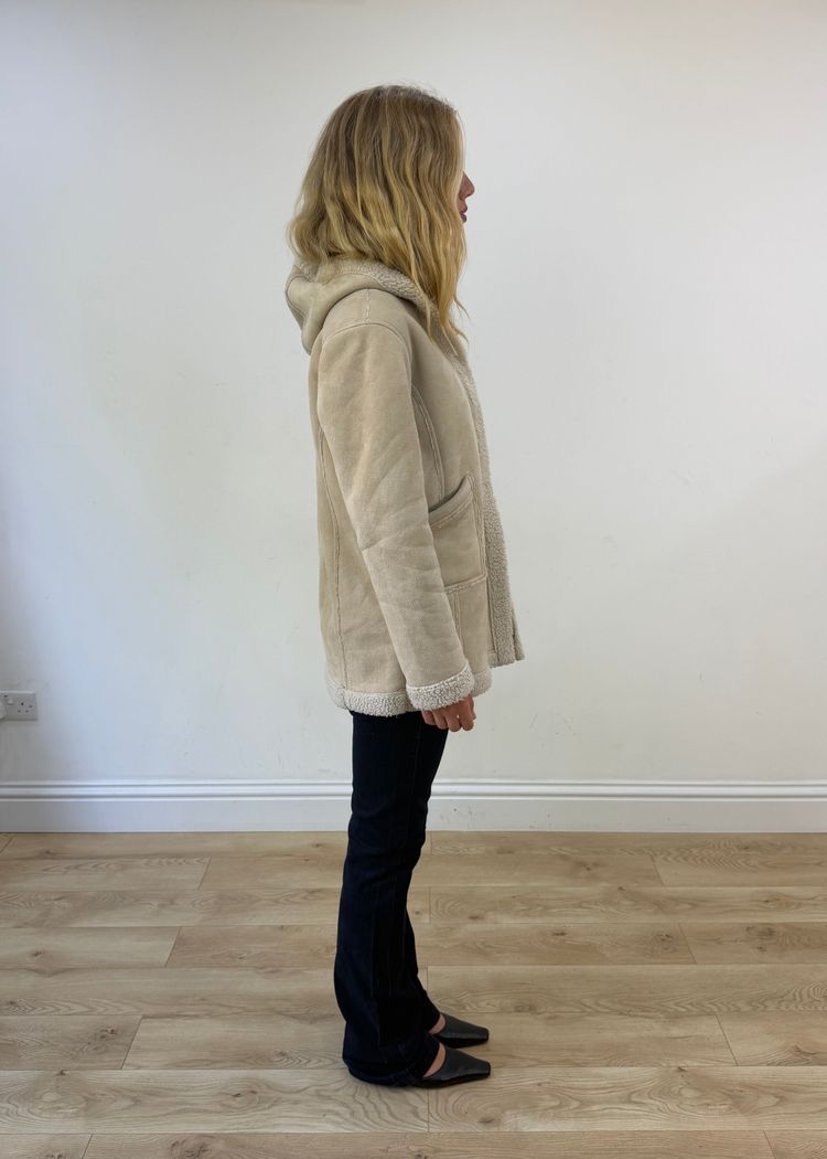 medium cream shearling coat image 3