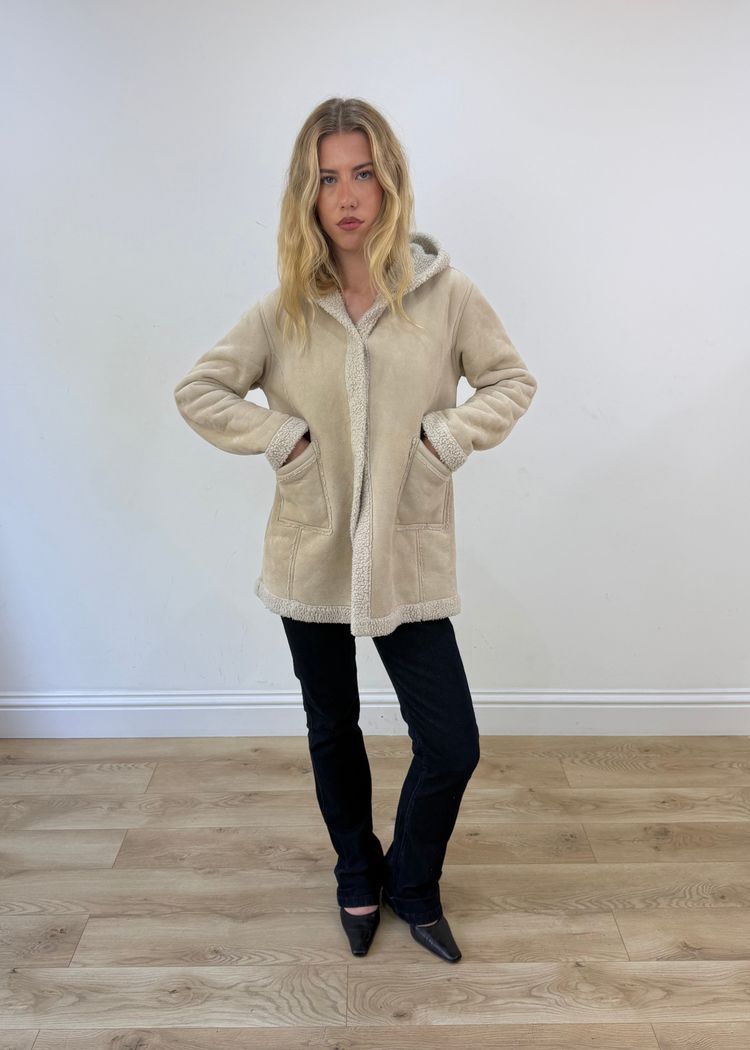 medium cream shearling coat image 5