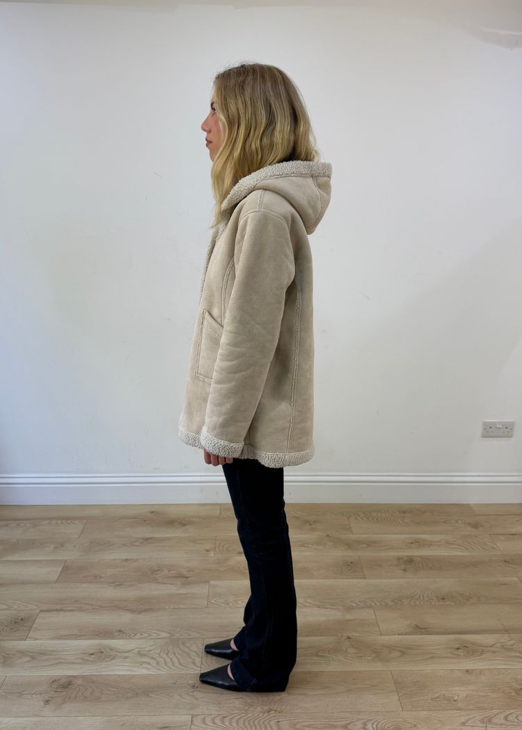 medium cream shearling coat image 6
