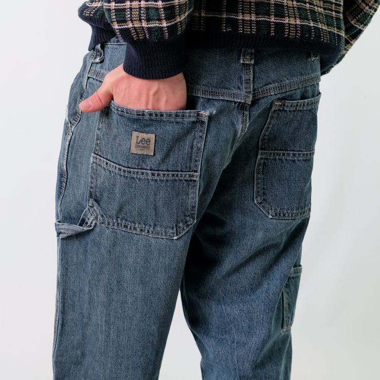 Blue y2ks Lee Denim Carpenter Baggy Jeans Pants (36x32) image 5