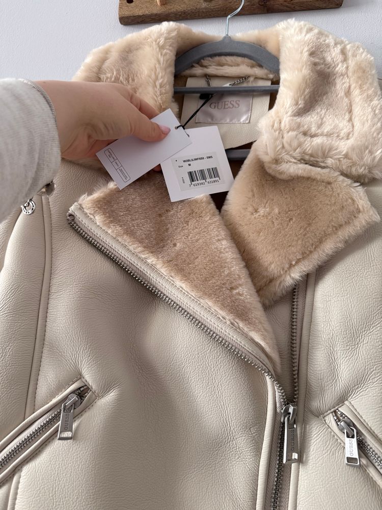 Guess Women'S Faux Leather Jacket With Fur Collar kurtka kożuch damski  5