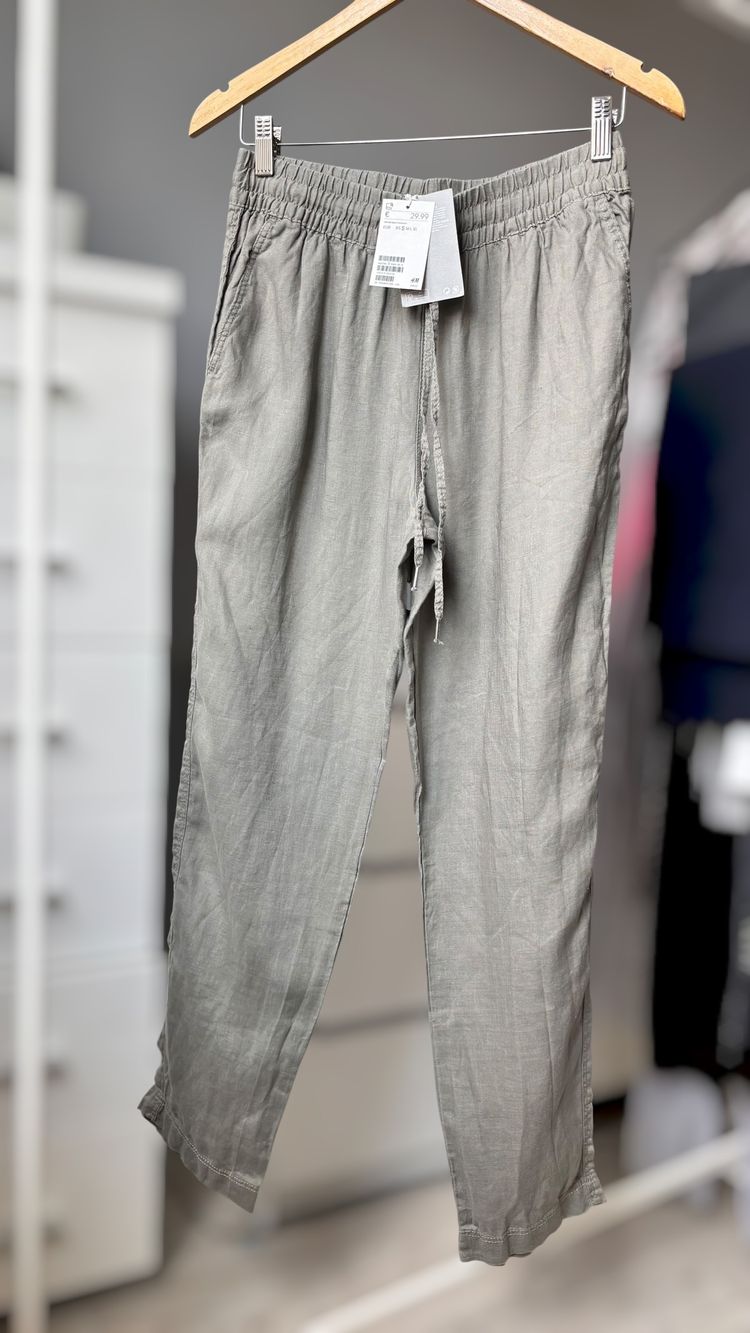 Grey Casual Pants H&M 100% len rozmiar S