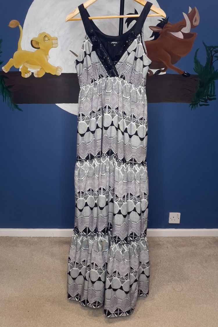 Papaya Black and White Patterned Maxi Dress