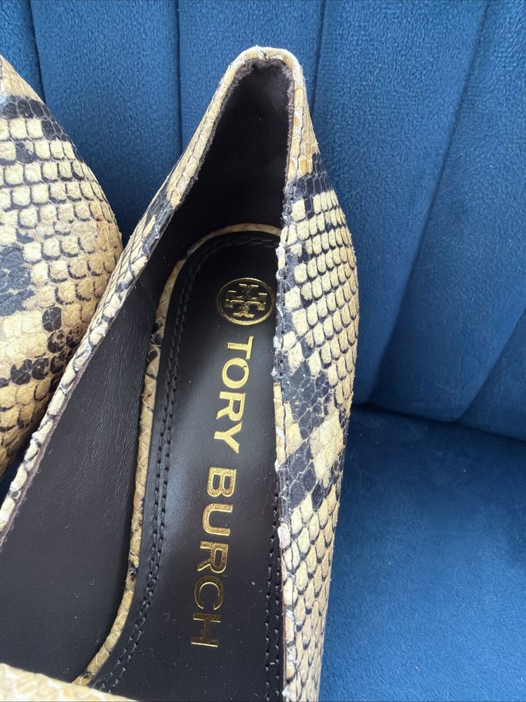 Tory Burch Buckle Heel Loafer In Stamped Snake Printed Leather Uk 3 BN image 3