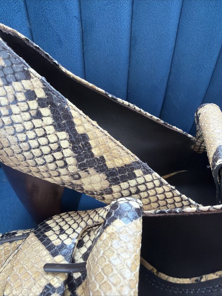 Tory Burch Buckle Heel Loafer In Stamped Snake Printed Leather Uk 3 BN image 8