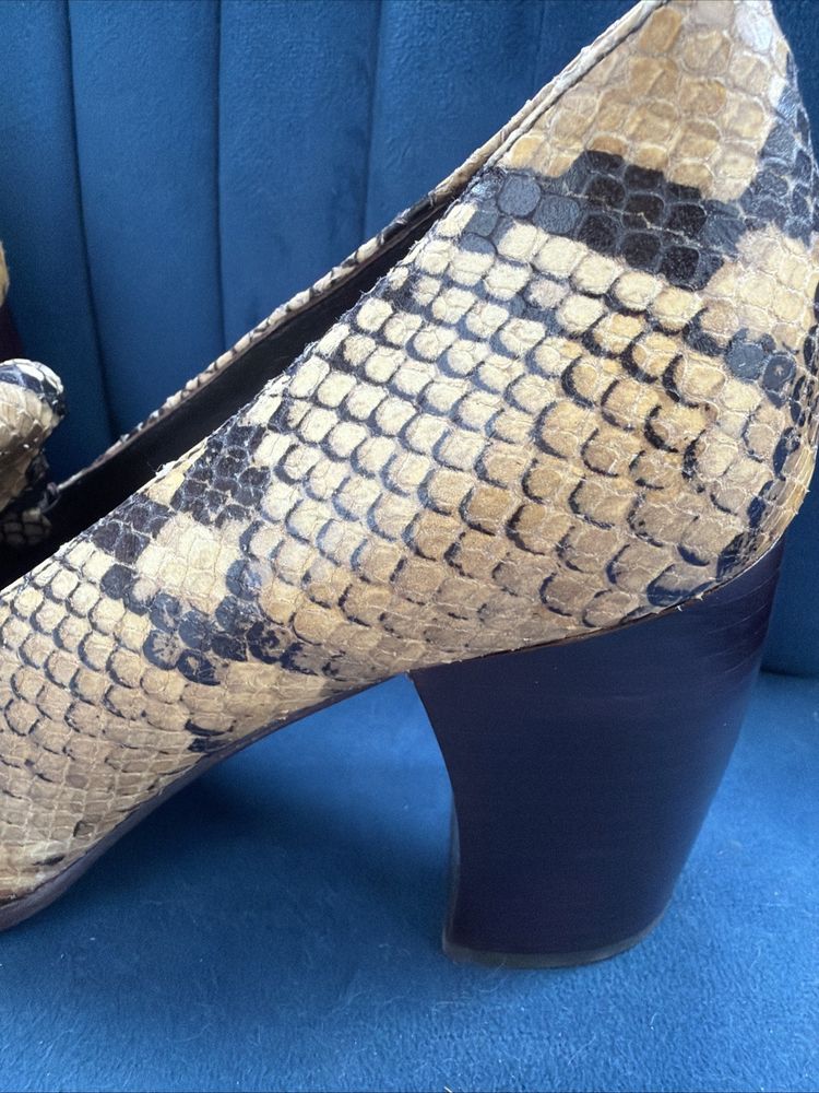 Tory Burch Buckle Heel Loafer In Stamped Snake Printed Leather Uk 3 BN image 4