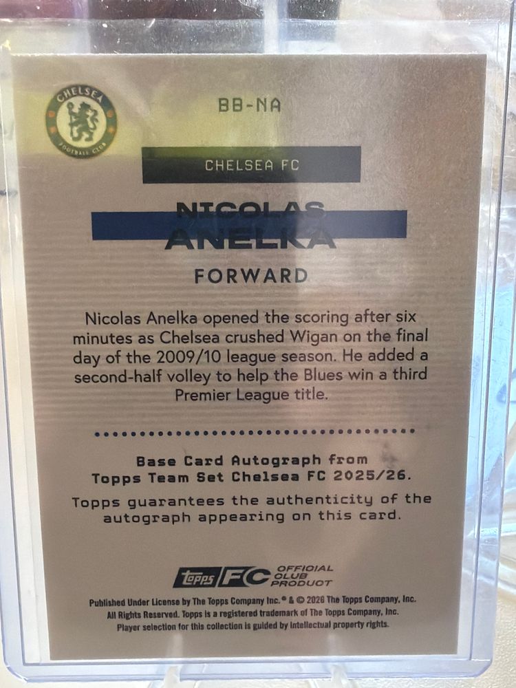 Immagine di Topps Bona Fide Chelsea Fc Autograph Card of Nicolas Anelka/99 2