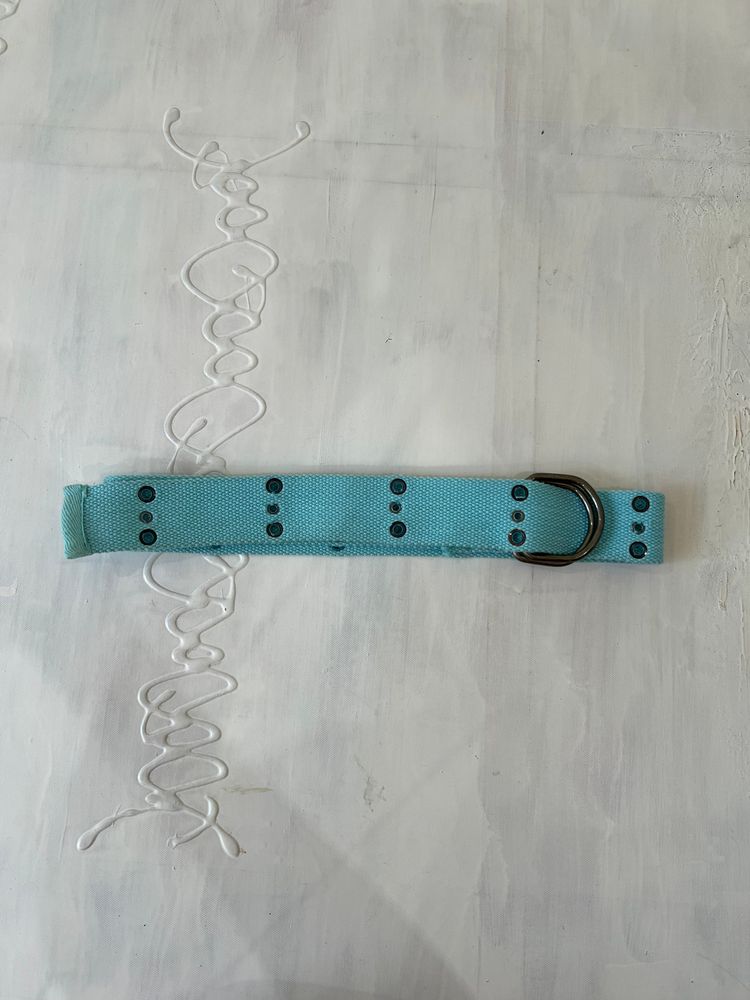aquamarine drop | one size turquoise wide buckle canvas belt 3