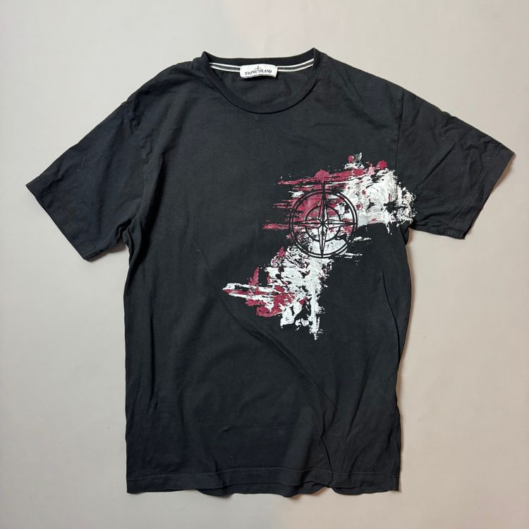 Stone Island Black Graphic T-shirt - Large