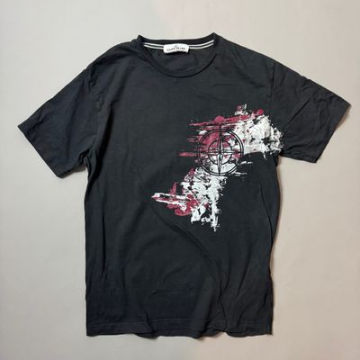 Stone Island Black Graphic T-shirt - Large