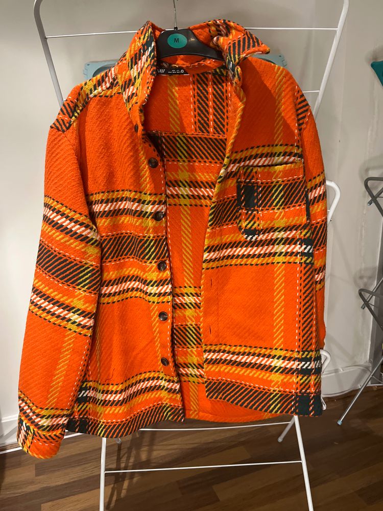 Zara Orange Plaid Jacket