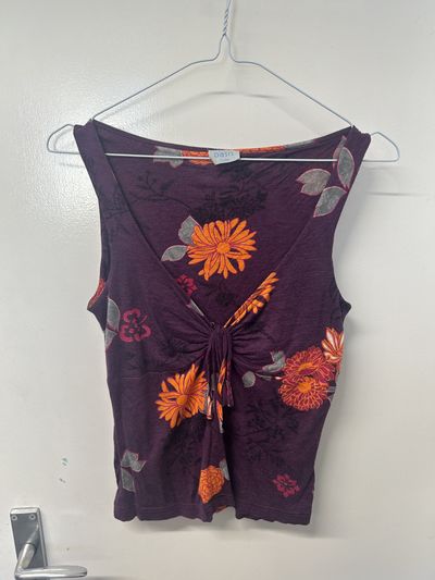 vintage 90s 00s purple floral print cami top