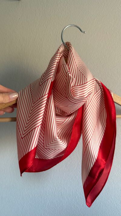 Gawroszka Red And White Striped Silk Scarf