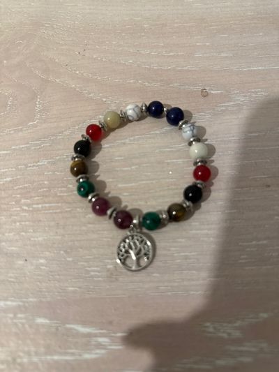 Multicolor Beaded Bracelet With Tree Charm