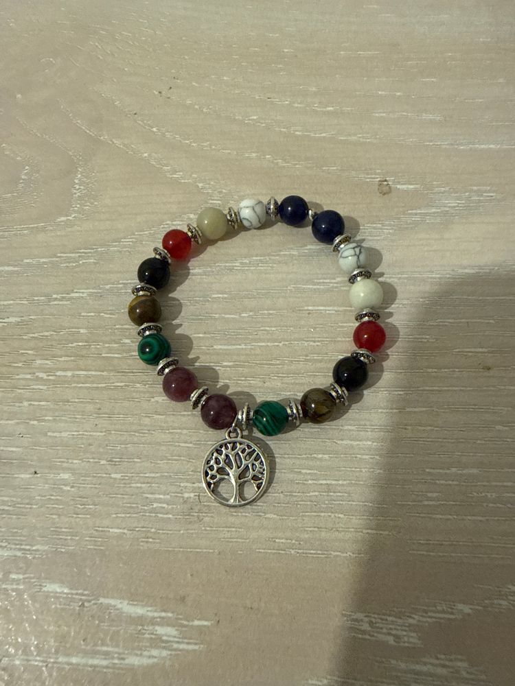 Multicolor Beaded Bracelet With Tree Charm 2