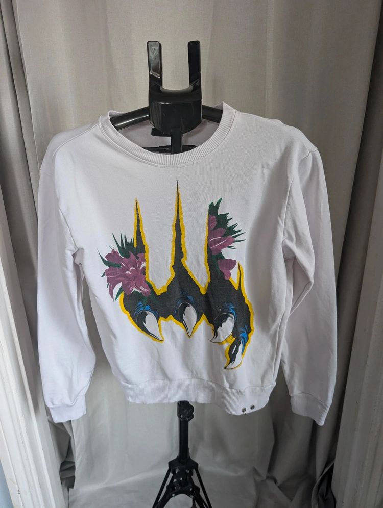 Diesel White Claw Piercing Graphic Cropped Sweatshirt Jumper image 1