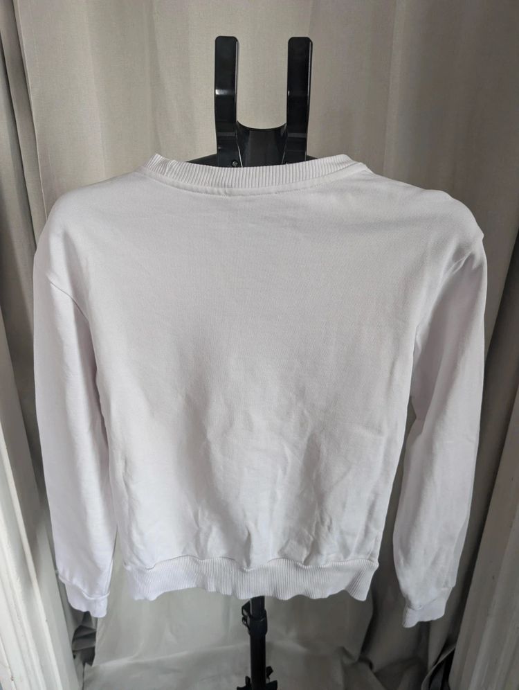 Diesel White Claw Piercing Graphic Cropped Sweatshirt Jumper obraz 9