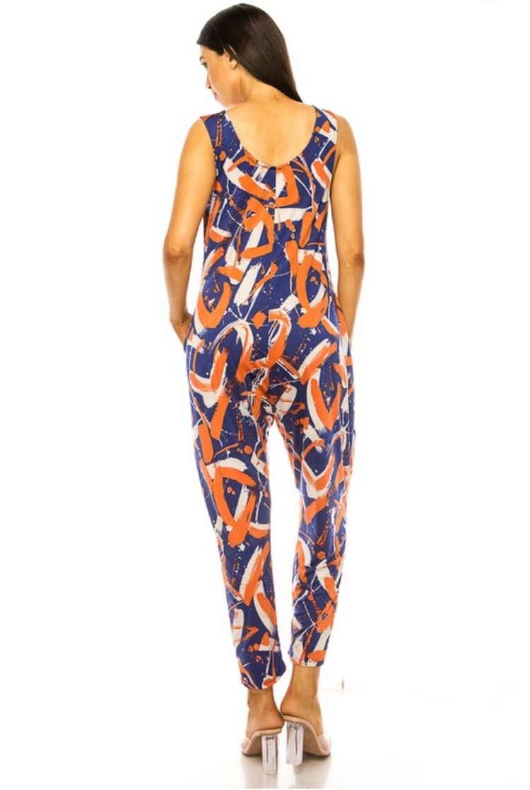 Abstract Print Sleeveless Jumpsuit 2