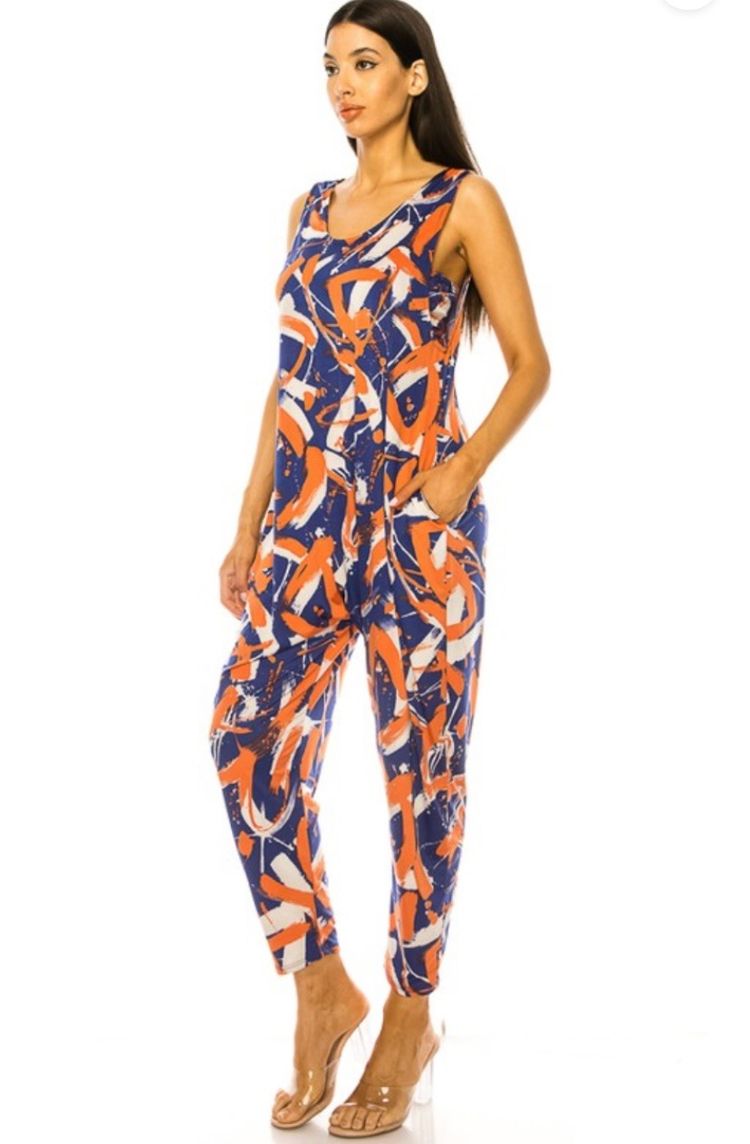 Abstract Print Sleeveless Jumpsuit 3