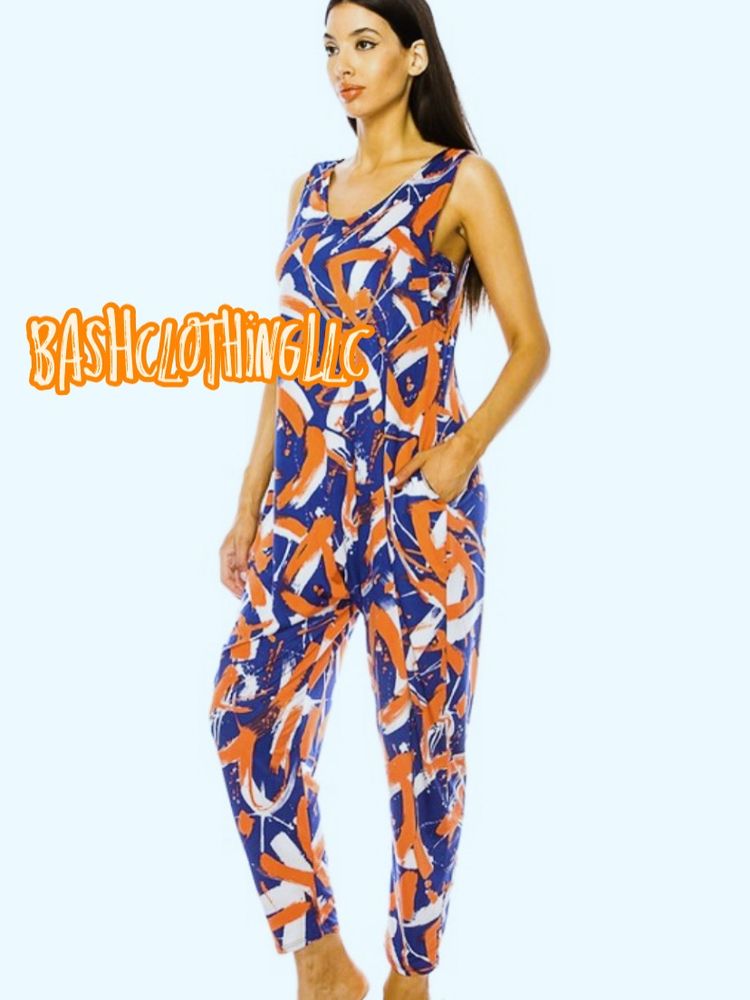 Abstract Print Sleeveless Jumpsuit 4