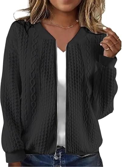 Black Cable Knit Zip-Up Cardigan obraz 1