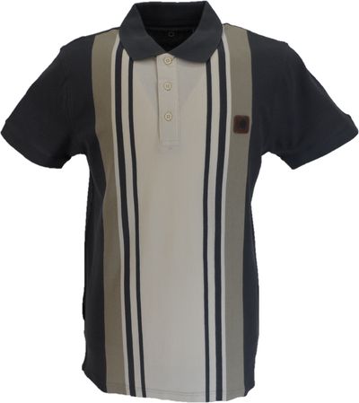 Lambretta Iron Grey Classic Retro Striped Polo Shirts 1